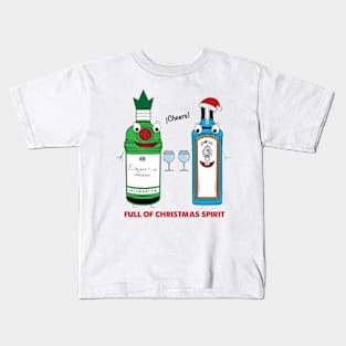Gin Full of Christmas Spirit - funny drinking bottle cheers! Kids T-Shirt